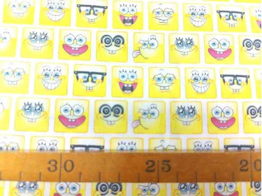 Spongebob  Emojis Een poplin/katoen met een  leuke Spongebob emojis print  100% katoen 1.50 mtr. br 120 Gr/M2