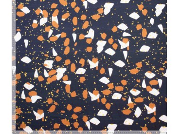 Woven vi crepe print monet Zwart met vlokken print