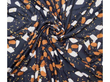 Woven vi crepe print monet Zwart met vlokken print