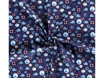 Maritiem  Donkerblauw met zeevaart print  15526-008N
