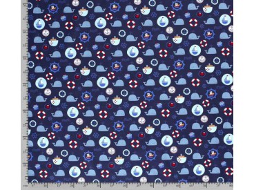 Maritiem  Donkerblauw met zeevaart print  15526-008N