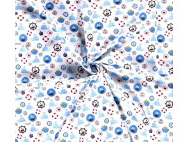 Maritiem  Wit met zeevaart print  15526-050N