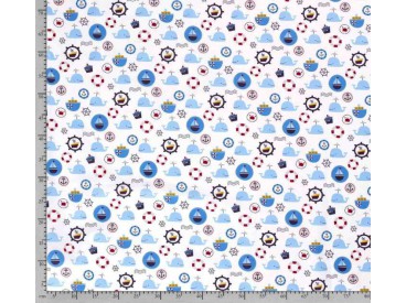 Maritiem  Wit met zeevaart print  15526-050N