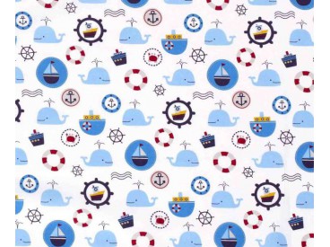 Maritiem  Wit met zeevaart print  15526-050N