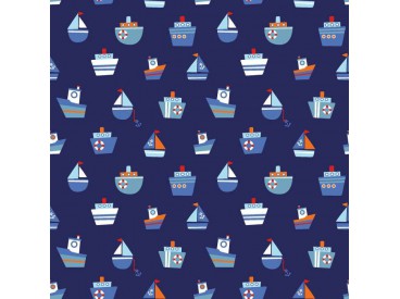 Maritiem  Wit met zeevaart print  15526-050N