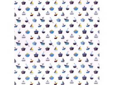 Maritiem  Witte poplin met bootjes 15527-050N