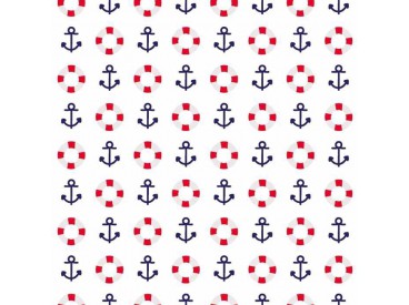 Maritiem  Wit met reddingsboei en anker  15528-050N