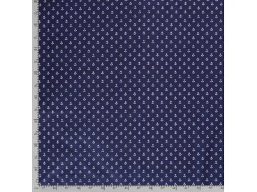 Maritiem  Donkerblauwe polplin met witte ankertjes 15529-008N
