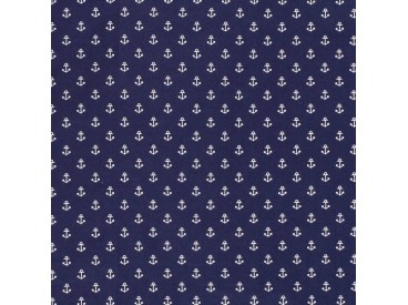 Maritiem  Donkerblauwe polplin met witte ankertjes 15529-008N