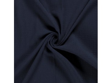 Mousseline  stof Effen  Donkerblauw  03001-008N
