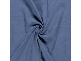 Mousseline  stof Effen  Jeansblauw  03001-006N