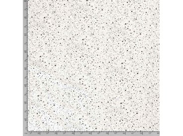 Mousseline stof met Stipjes  Gebroken Wit/Zwart  15512-051N