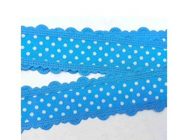 3e Sierband met stip en kantje Lichtblauw 1461-002