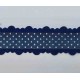 Sierband met stip en kantje Donkerblauw 25mm