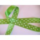 Satijnband Lime met stip 25mm