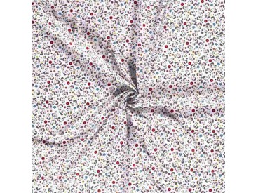 Poplin katoen Wit met witte eenhoorns  15811-050N