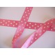 Satijnband Roze met stip 25mm