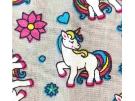Poplin katoen Grijs met witte eenhoorns  15811-063N