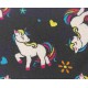 Poplin katoen Zwart met witte eenhoorns  15811-069N