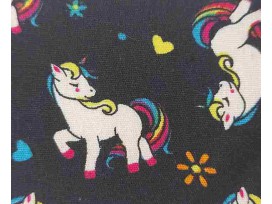 Poplin katoen Zwart met witte eenhoorns  15811-069N