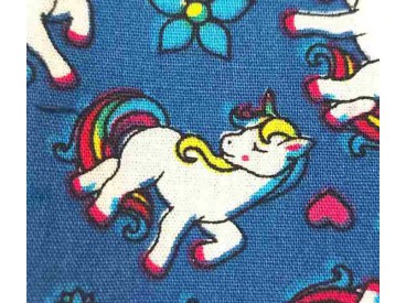 Poplin katoen Kobalt met witte eenhoorns  15811-008N