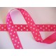 Satijnband Pink met stip 25mm