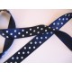 Satijnband Donkerblauw met stip 25mm