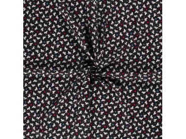 Poplin katoen Zwart met witte eenhoorns  15811-069N