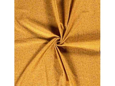 Mousseline  Okergeel met bruine mini takjes