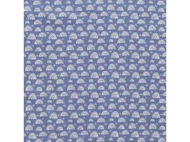 Mousseline  Jeansblauw met witte regenboog  15513-006N