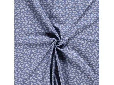 Mousseline  Jeansblauw met witte regenboog  15513-006N