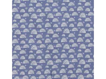 Mousseline  Jeansblauw met witte regenboog  15513-006N