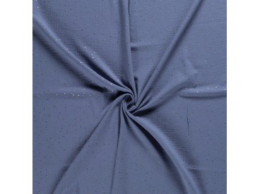 Mousseline stof Jeansblauw met goud glitters  12684-006