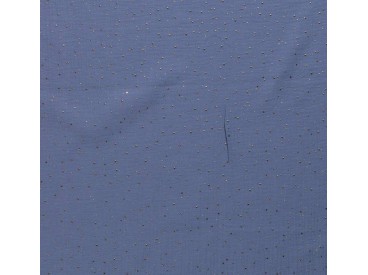 Mousseline stof Jeansblauw met goud glitters  12684-006