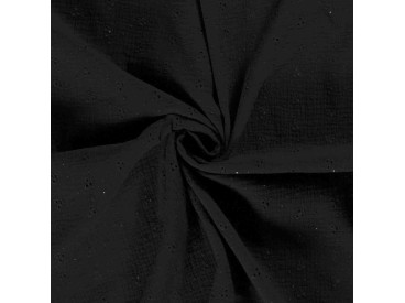 Mousseline broderie  Zwart  15141-069