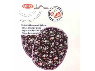 Kniestukken Zwart met grijze minifleur en lila randje 371-60