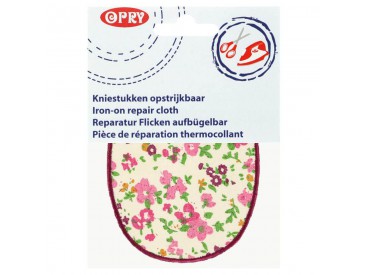 Kniestukken Offwhite  met roze en rode bloemen en bordeaux randje  371-2