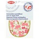 Kniestukken Offwhite  met roze bloemen en groen randje  371-59