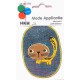 Applicatie jeans ovaal met kat en geel randje