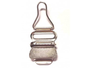 Een zilver kleurige tuinbroek sluiting. Er past band door van 25 mm.  Lengte 52mm  Breedte 32mm
