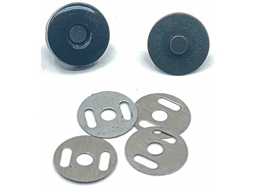 Zwarte magnetische inslag drukknoop. 18 mm. doorsnee. per stuk.