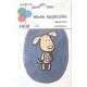 Applicatie kniestuk donkerjeans ovaal met geruite hond