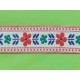 Sierband Wit met rode bloem en rode sierrand  25mm breed