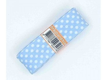 Biaisband bundel 2 mtr  Lichtblauw met witte stippen 1006H