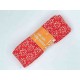 Biaisband in bundels van 2 meter Rood met witte minifleur  4010H