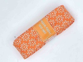 Biaisband in bundels van 2 meter Oranje met witte minifleur  4011H