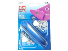 Jersey open  drukknopen Zilver van Prym  doornee 8mm