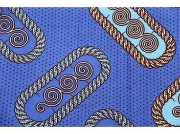 Afrikaanse stof Kobalt/lichtblauw paperclip  6-yards