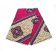 Afrikaanse stof met schuine banen en ornamenten  6-yards met paars, en zand en pink