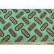 Afrikaanse stof Groen/Bruin met een paperclip motief RW1704